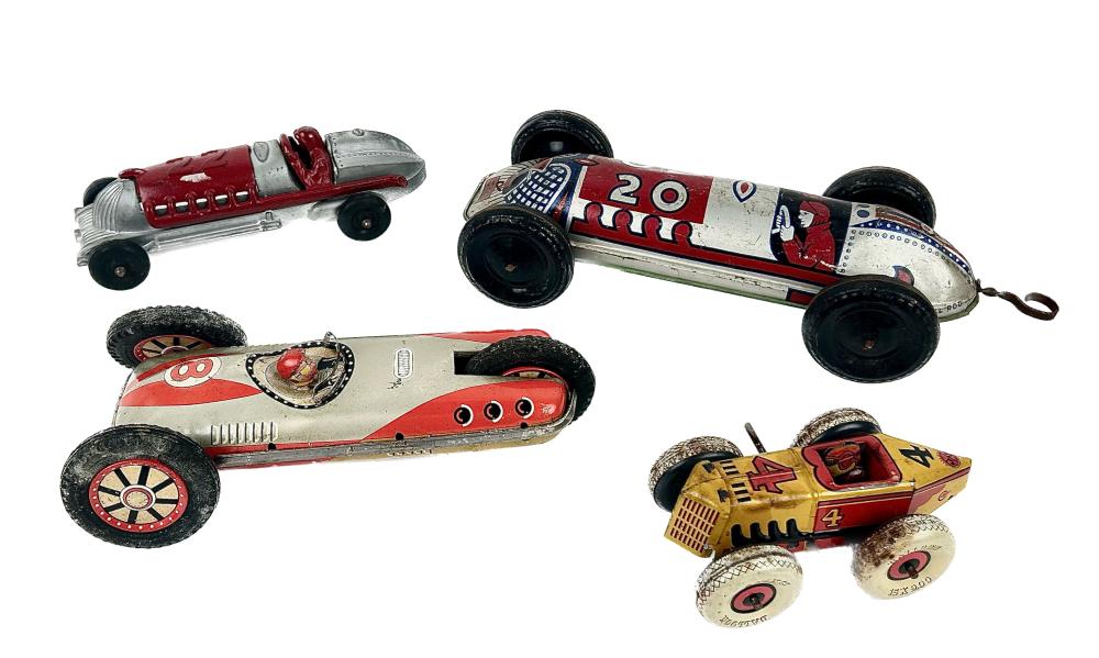 FOUR RACE CAR TOYS 20TH CENTURY 3af52d