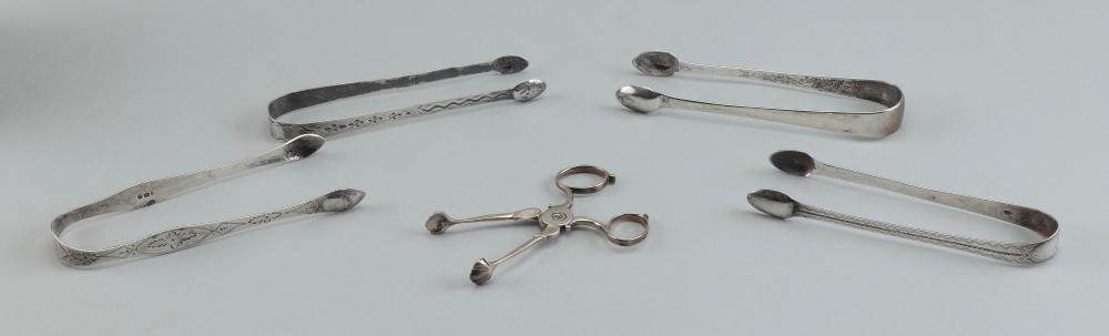 FIVE EARLY PAIRS OF STERLING SILVER