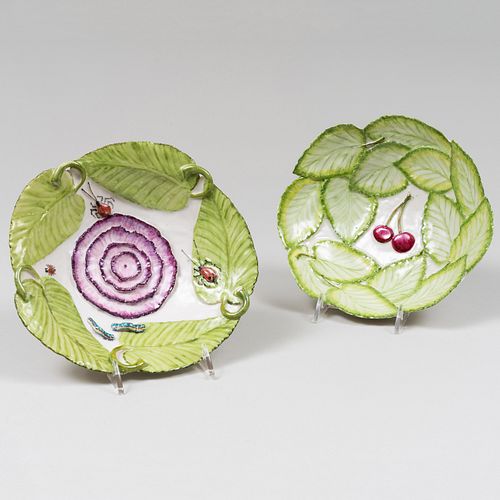 TWO LADY ANNE GORDON PORCELAIN LEAF