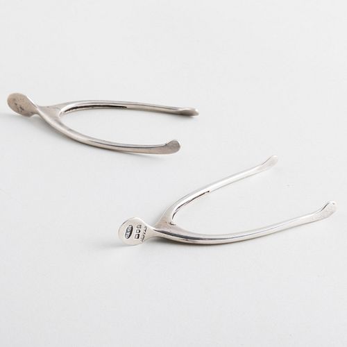 PAIR OF ASPREY SILVER WISHBONE