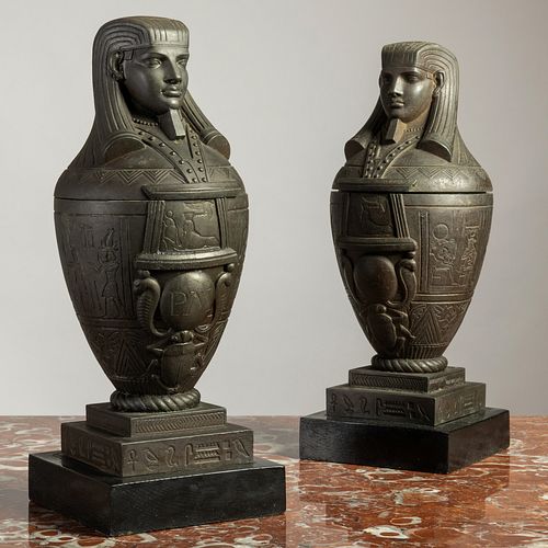 PAIR OF EGYPTIAN STYLE PATINATED METAL 3b1d4e