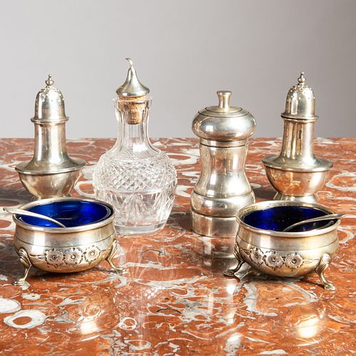 GROUP OF SILVER CONDIMENT WARESEach