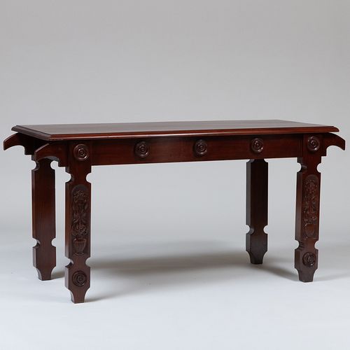 ENGLISH CARVED MAHOGANY CONSOLE