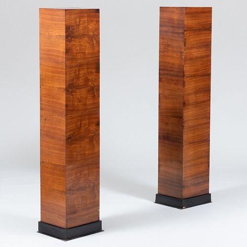 PAIR OF ART DECO STYLE WALNUT VENEERED