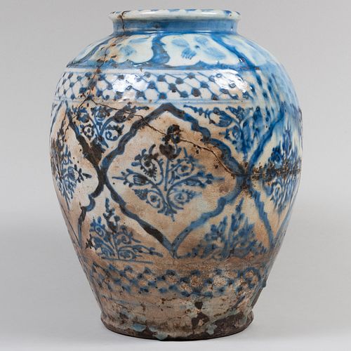 KASHAN BLUE GLAZED POTTERY JARUnmarked.

14