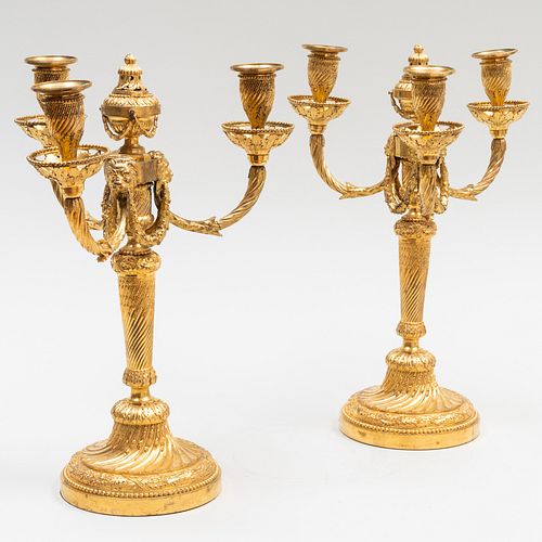 FINE PAIR OF LOUIS XVI ORMOLU FOUR-LIGHT