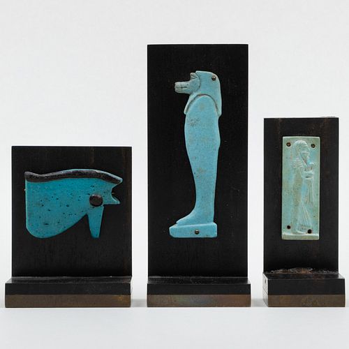 GROUP OF THREE EGYPTIAN GLAZED FAIENCE