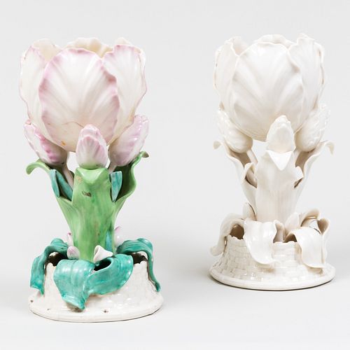 TWO ENGLISH PORCELAIN TULIP FORM