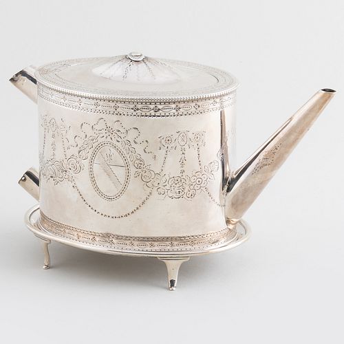 GEORGE III SILVER TEAPOT WITH A