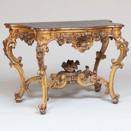 ITALIAN ROCOCO PAINTED AND PARCEL-GILT