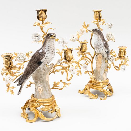 PAIR LOUIS XV STYLE GILT-BRONZE