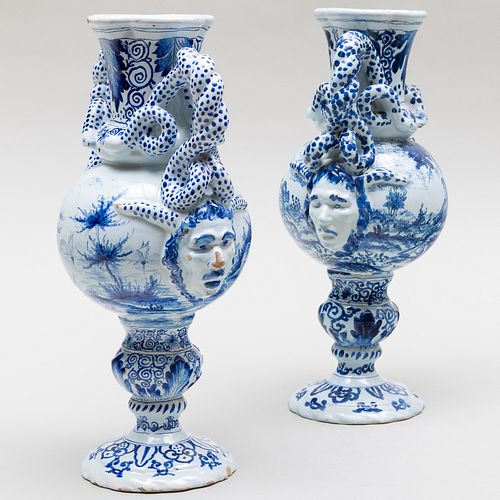NEAR PAIR OF DELFT BLUE AND WHITE