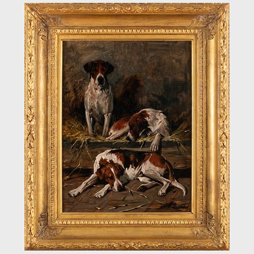 JOHN EMMS (1843-1912): THREE HOUNDS