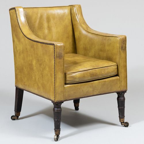 REGENCY MAHOGANY LEATHER UPHOLSTERED 3b1eb2