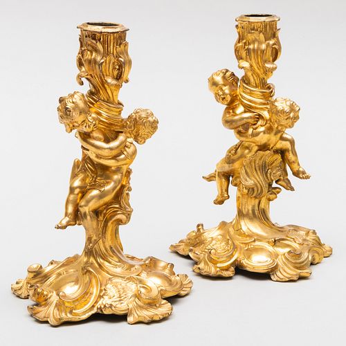 PAIR OF LOUIS XV STYLE GILT-BRONZE