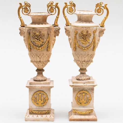 PAIR OF ITALIAN NEOCLASSICAL GILT BRONZE MOUNTED 3b1ed7