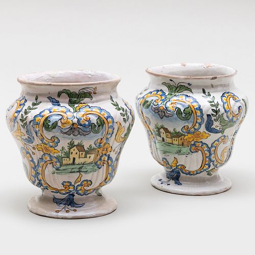 PAIR OF ITALIAN FAIENCE ARBARELLOUnmarked.

7