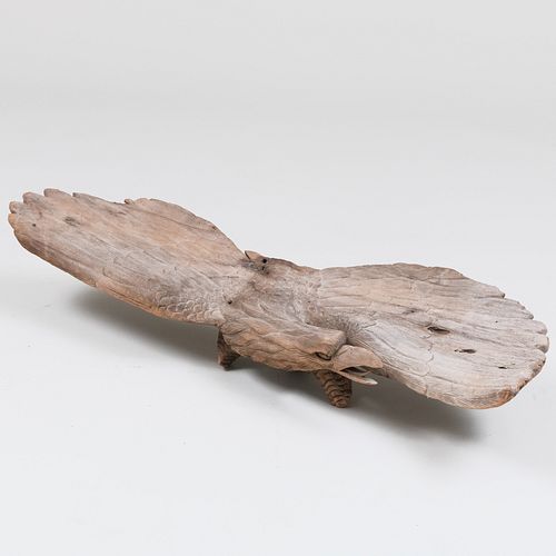 RUSTIC CARVED WOOD MODEL OF AN