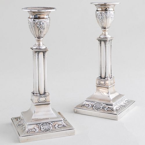 PAIR OF EDWARD VII SILVER CANDLESTICKSMark 3b1f53