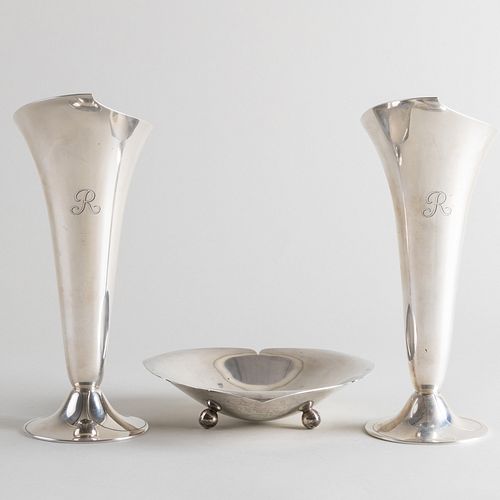 PAIR OF TIFFANY & CO. SILVER VASES