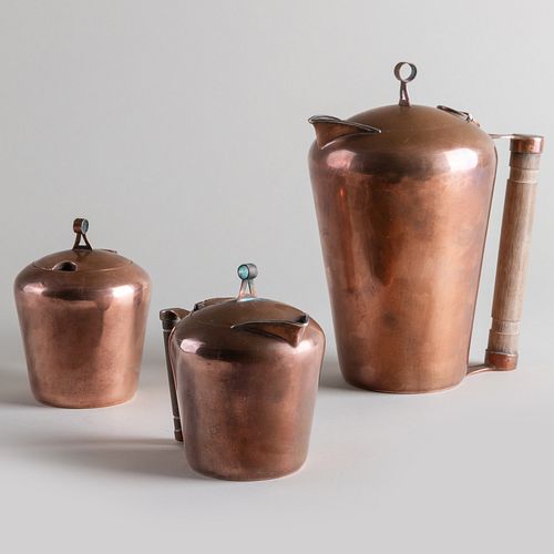 TAXO COPPER THREE PIECE COFFEE SETStamped