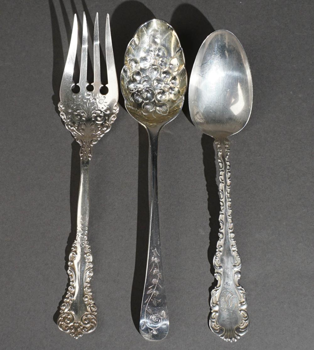 THREE STERLING SILVER TABLE SERVING