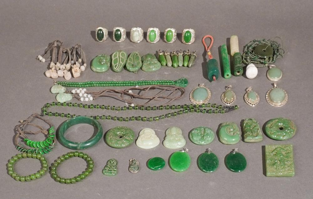 COLLECTION OF CHINESE GREEN HARDSTONE 3b2298