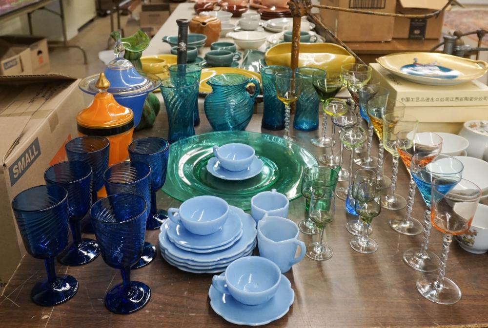 COLLECTION OF COLORED GLASS STEMWARE