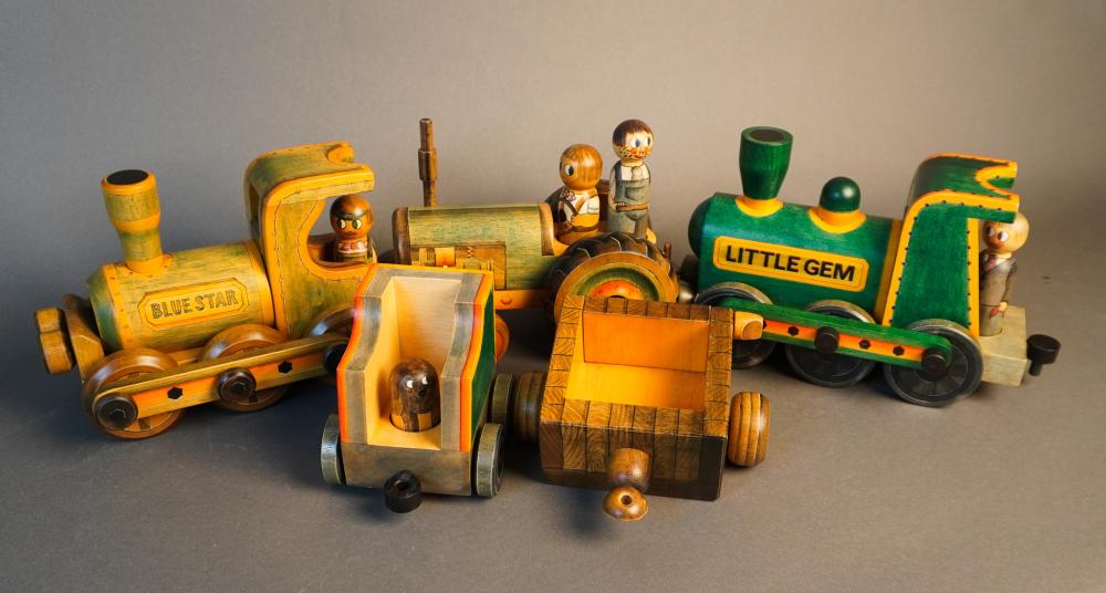 ENGLISH CARVED AND DECORATED WOOD TRACTORS