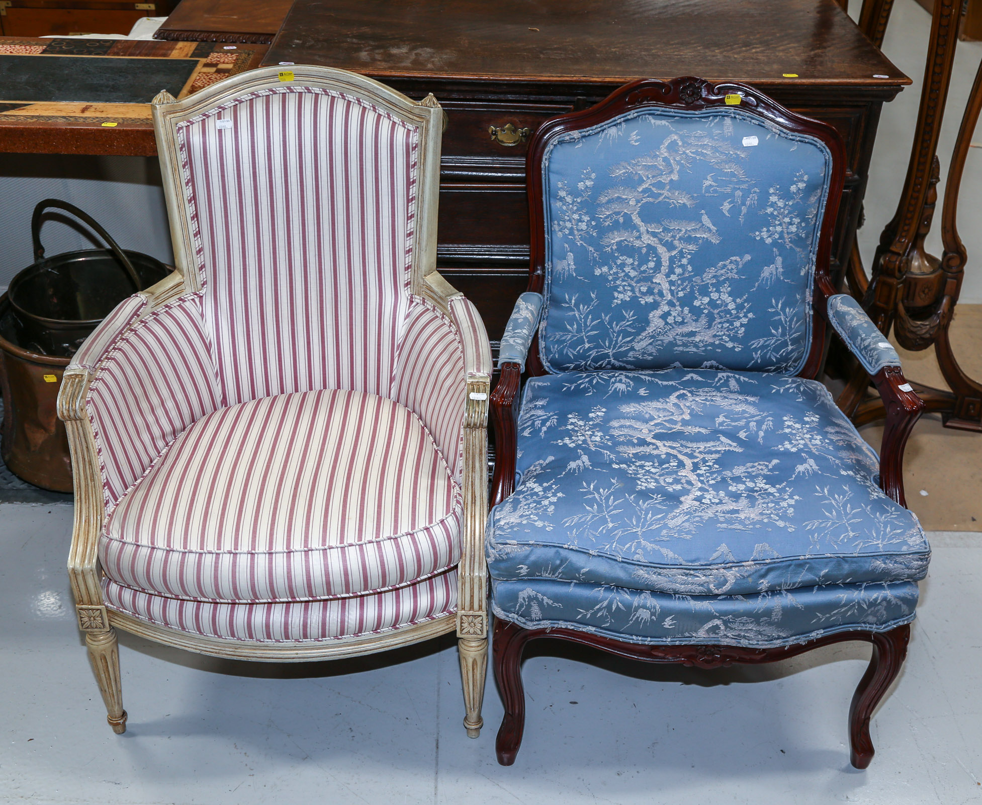 TWO FRENCH STYLE PARLOR ARMCHAIRS 3b249b