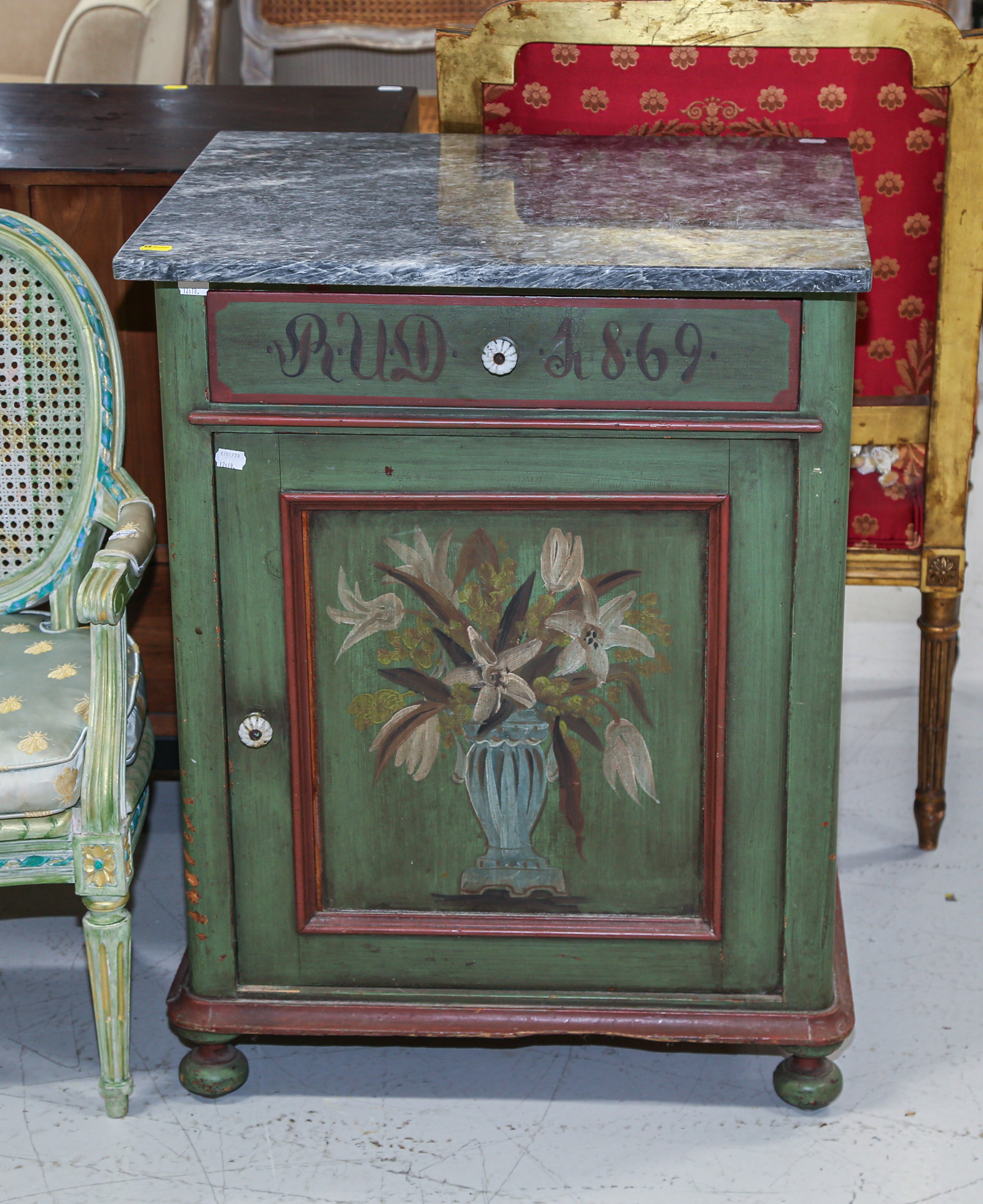 ANTIQUE PAINTED PINE CABINET &