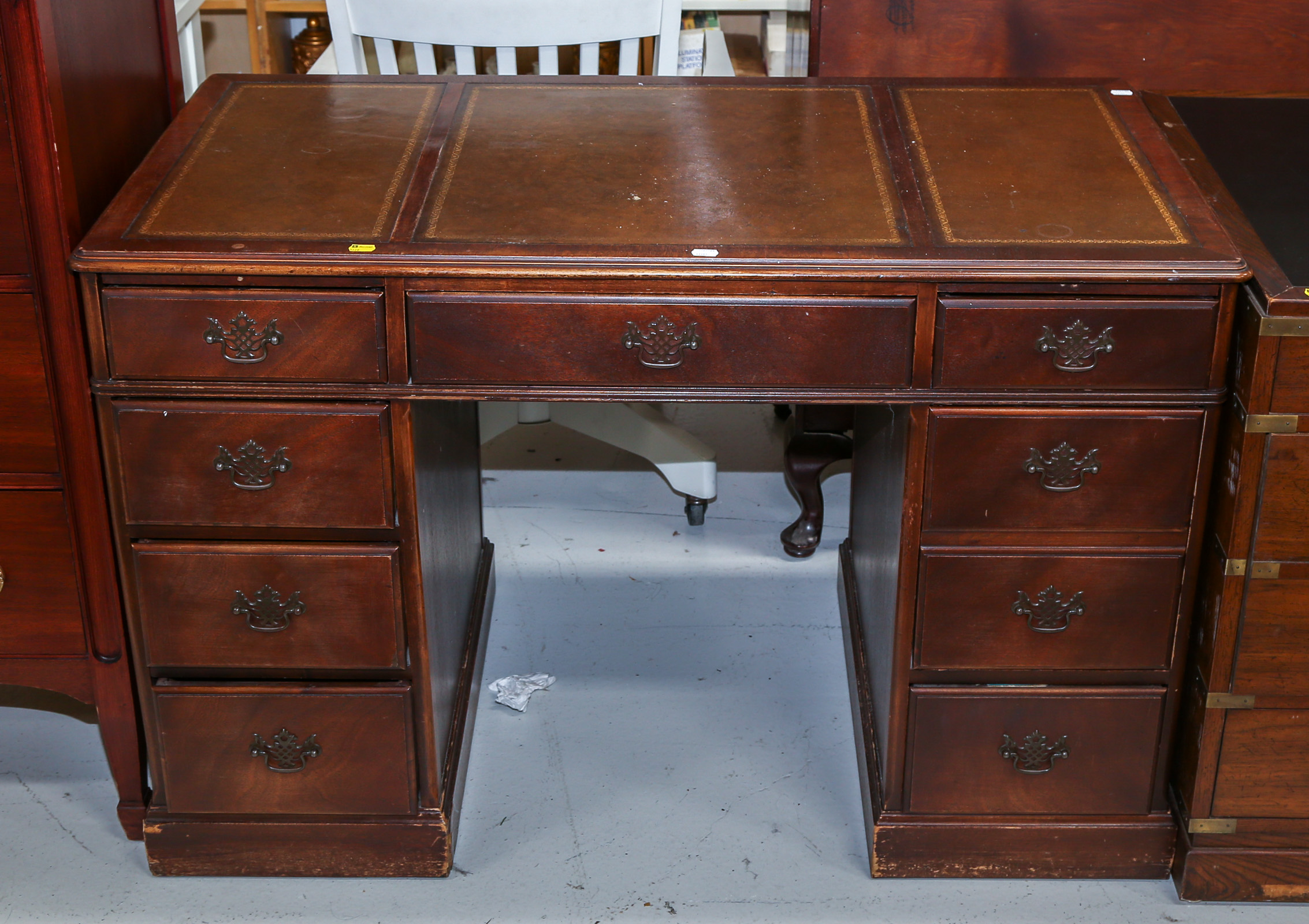 REGENCY STYLE MAHOGANY PEDESTAL DESK