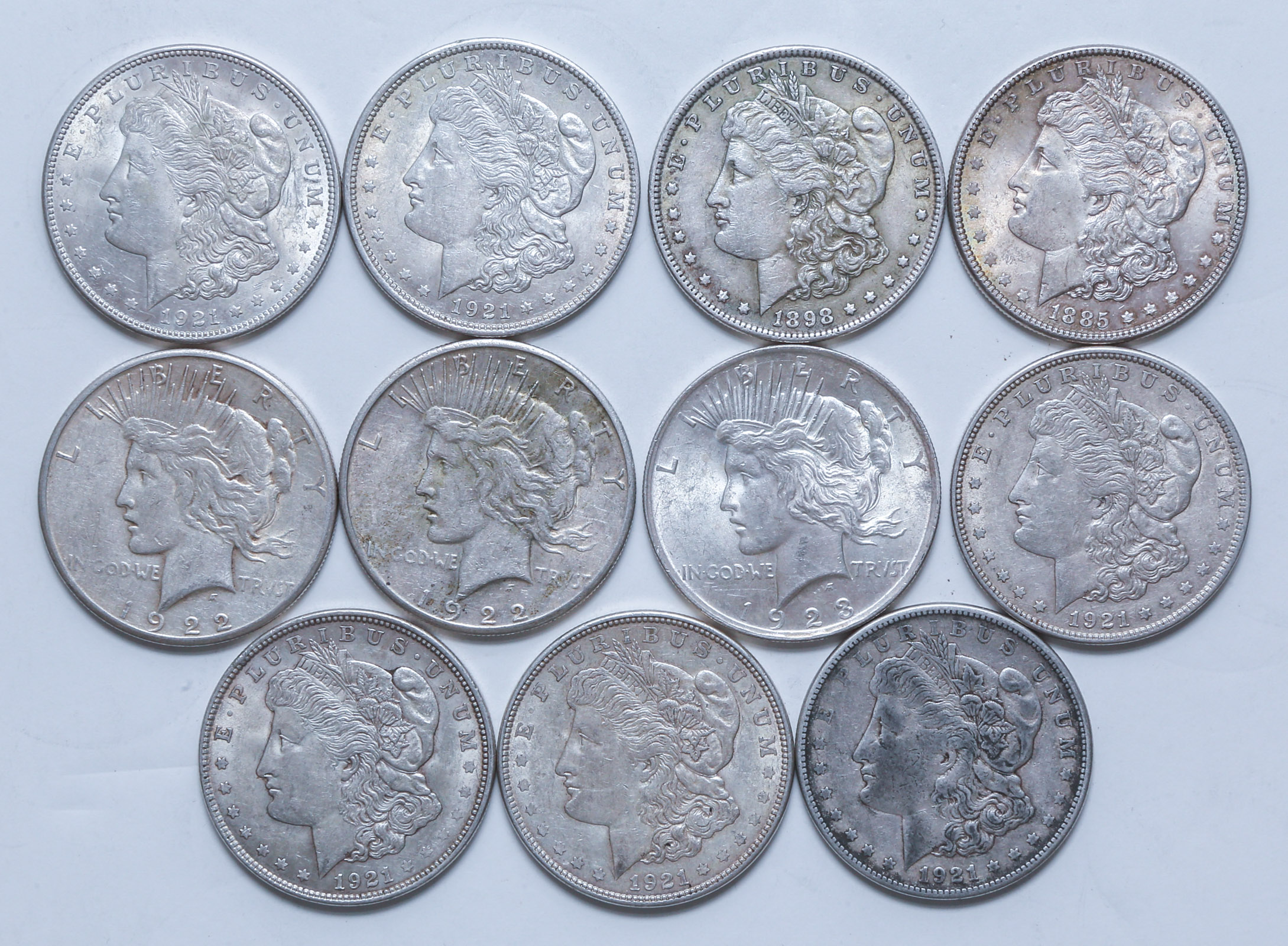 11 US SILVER DOLLARS 3 Peace -