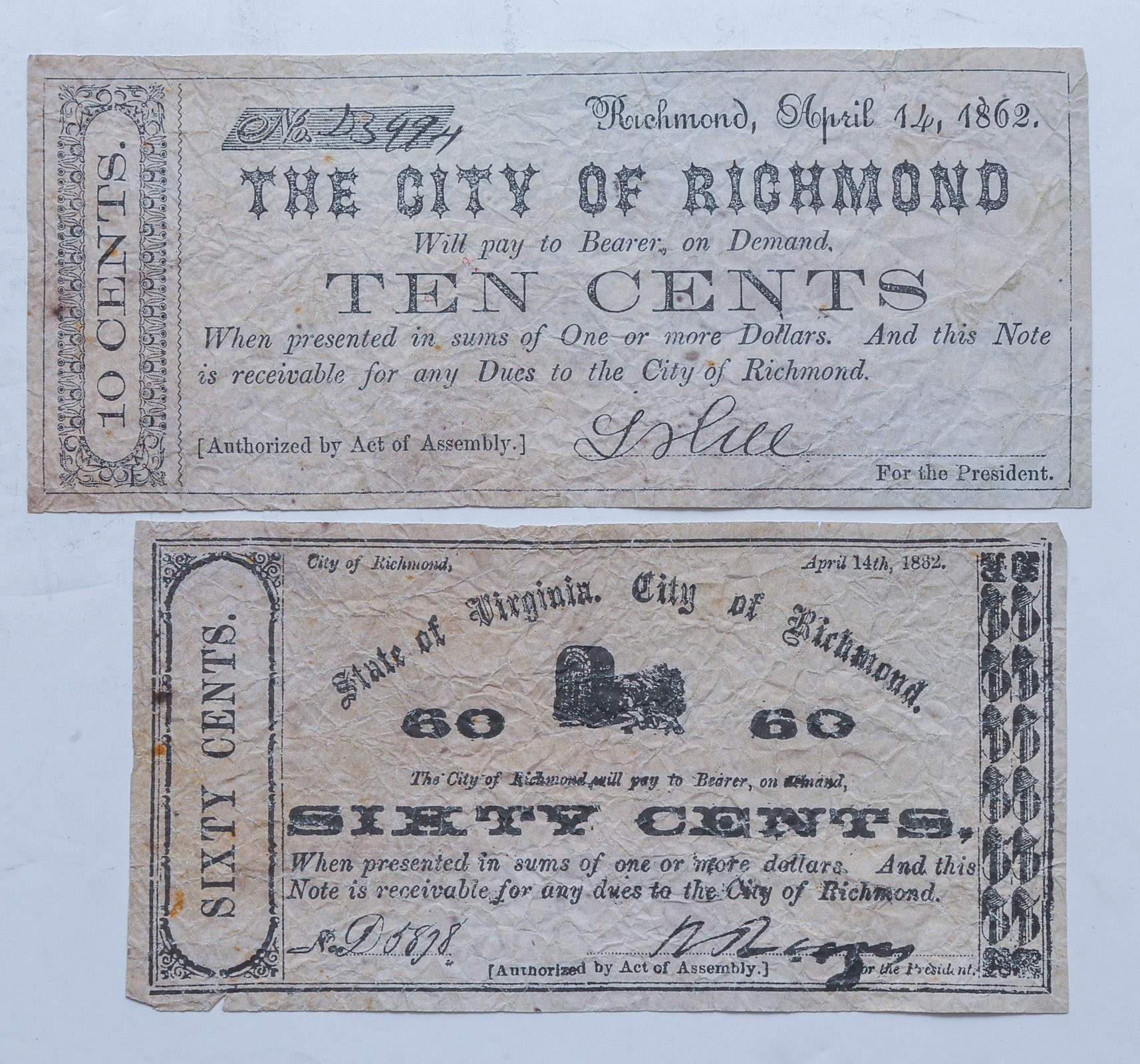 CITY OF RICHMOND 1862 FRACTIONAL