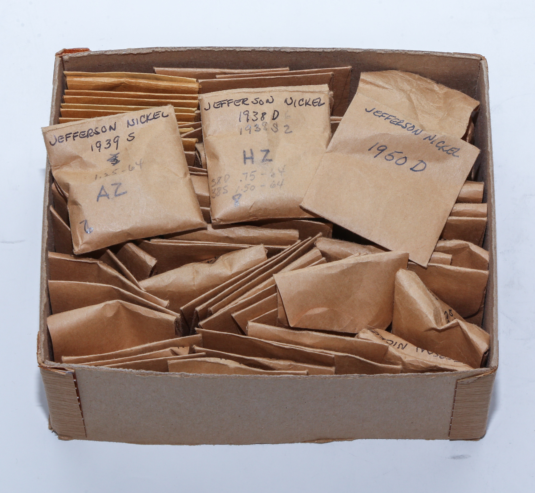 BOX OF 70+ PACKS OF NICKELS 1938-1971