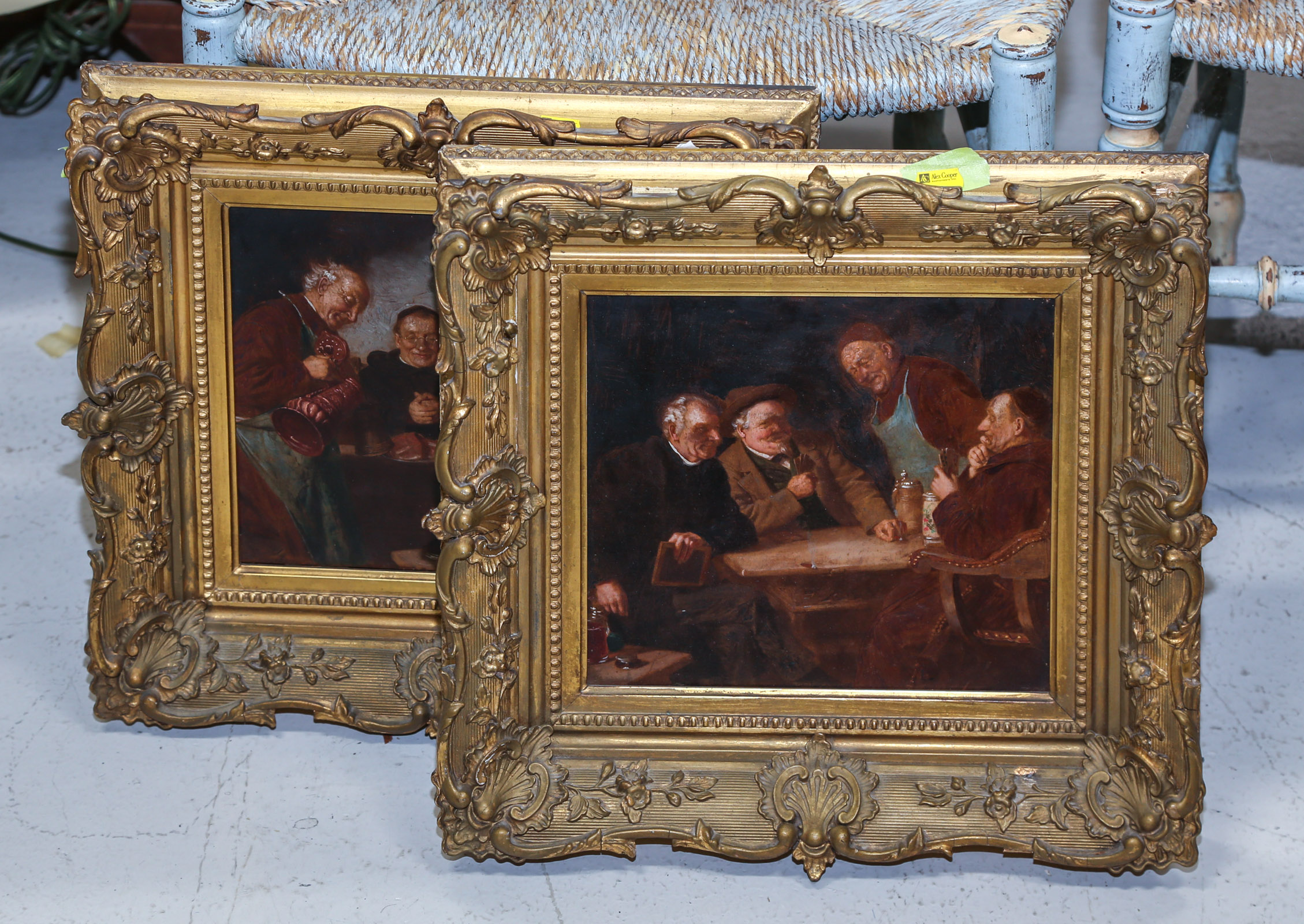 TWO FRAMED ANTIQUE OILS ON BOARD 3b2544