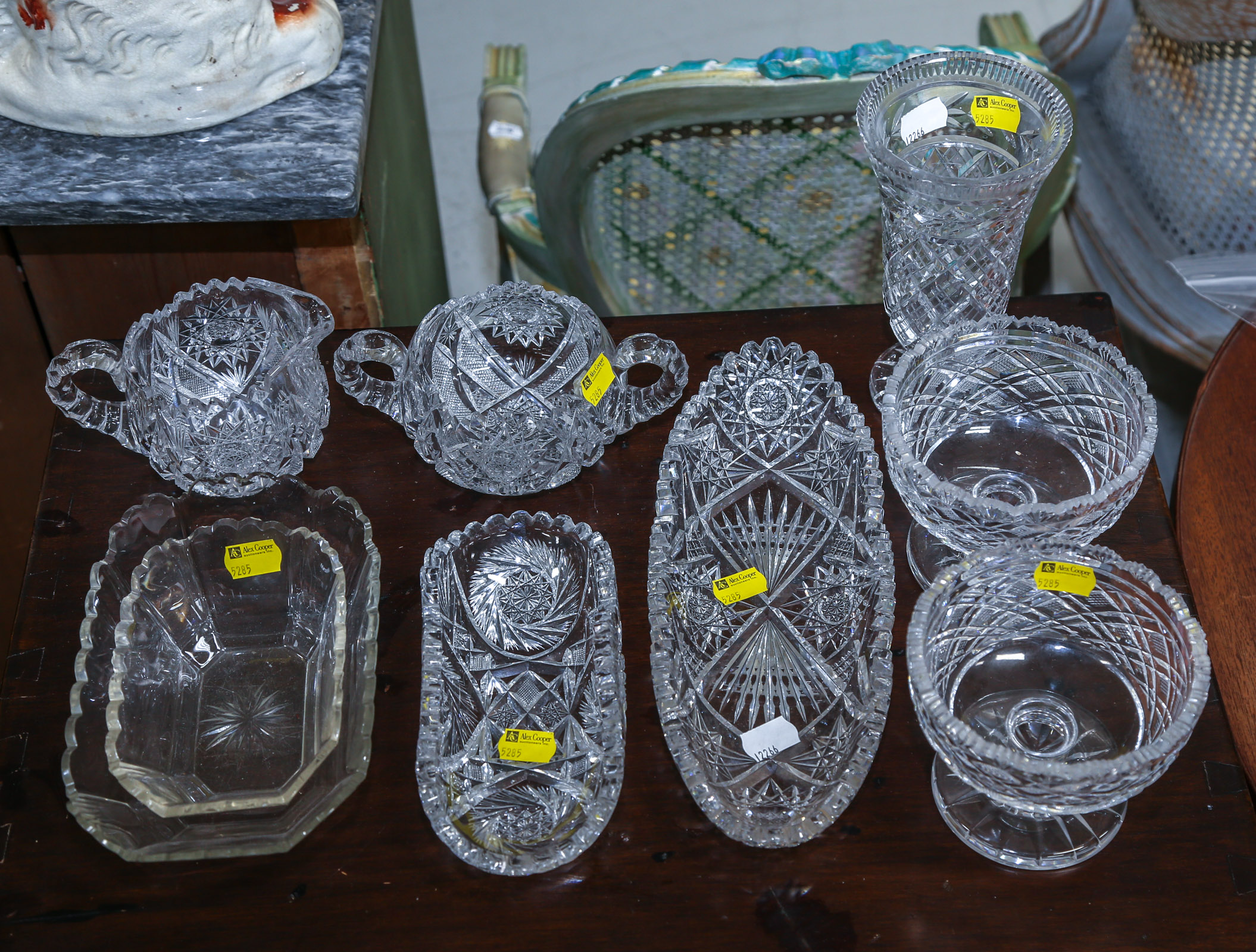 GROUP OF CUT GLASS SERVING PIECES 3b255a
