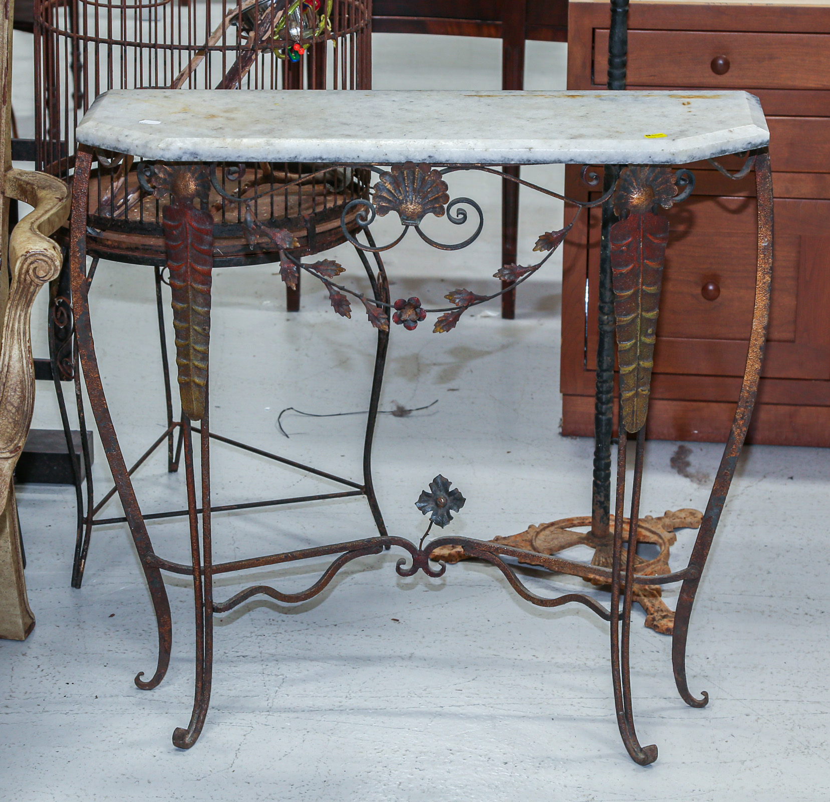 WROUGHT IRON CONSOLE TABLE WITH