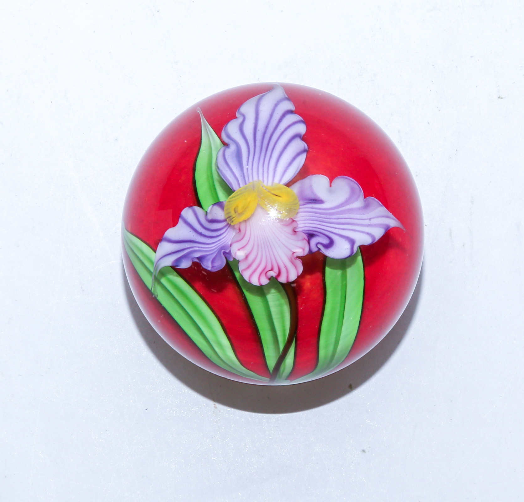 MAYAUEL WARD STRIPED ORCHID PAPERWEIGHT