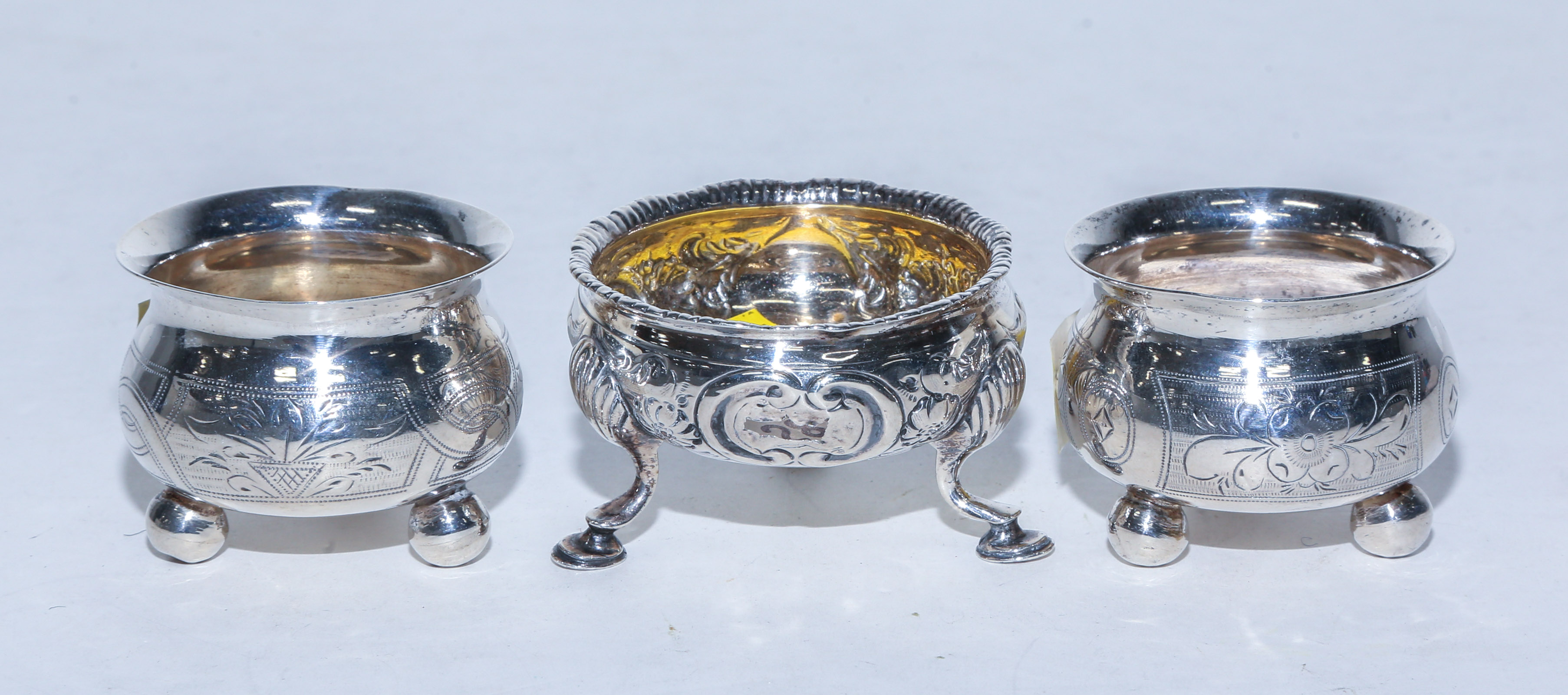 A PAIR OF RUSSIAN SILVER SALT CELLARS