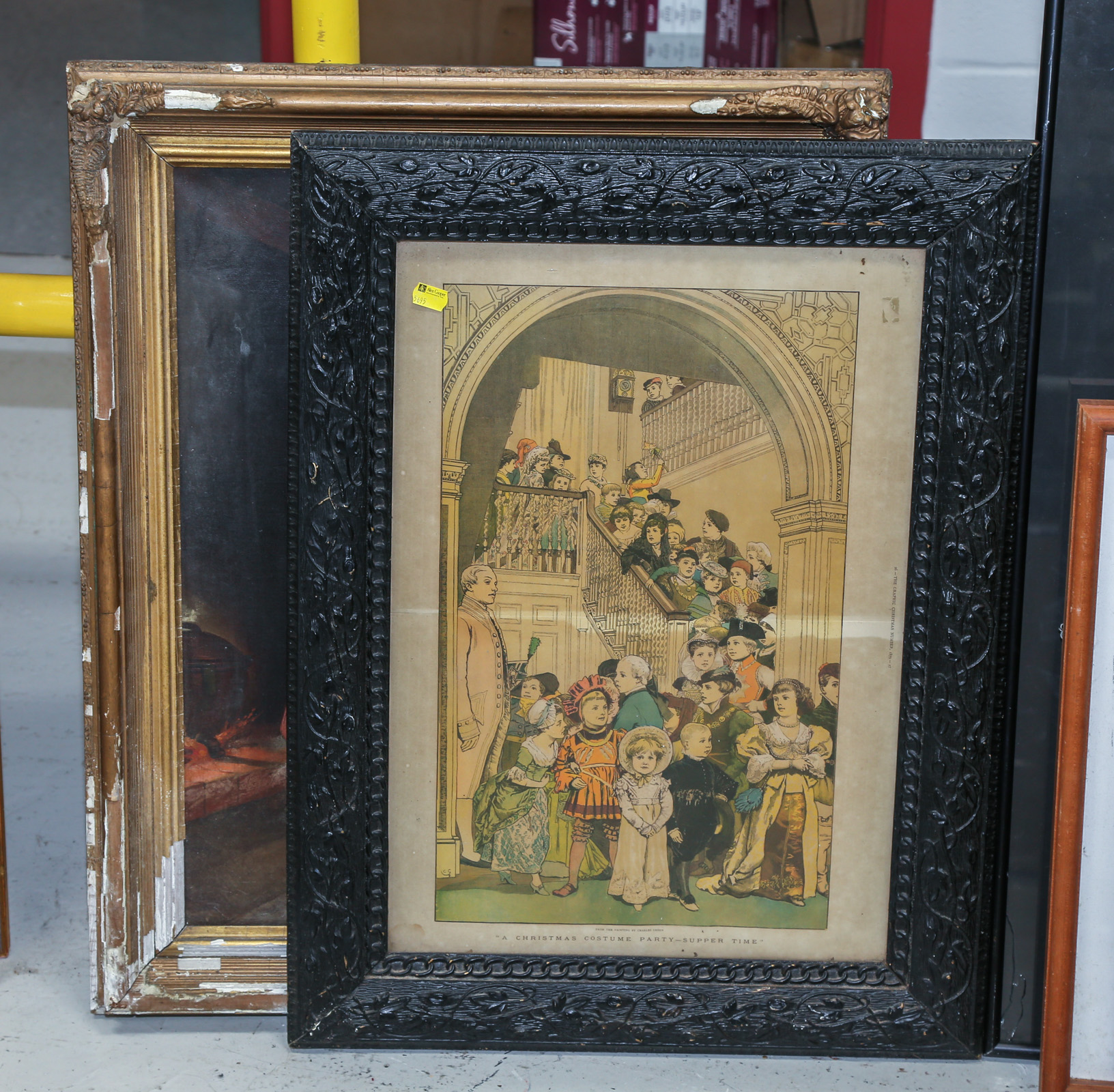 TWO FRAMED ARTWORKS Including child's