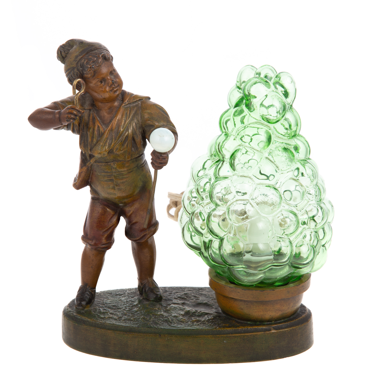 FRENCH PAINTED SPELTER BUBBLE BLOWER