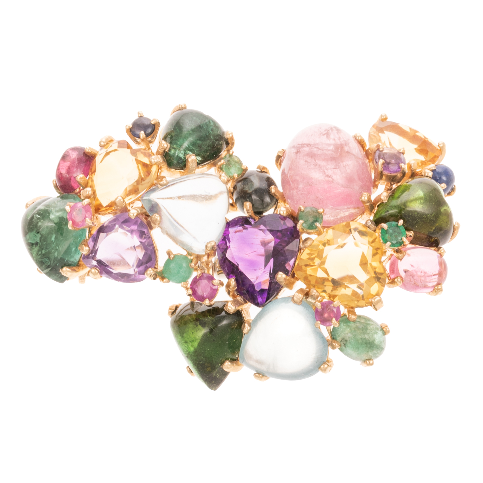 A MULTI GEMSTONE CLUSTER BROOCH 3b2762