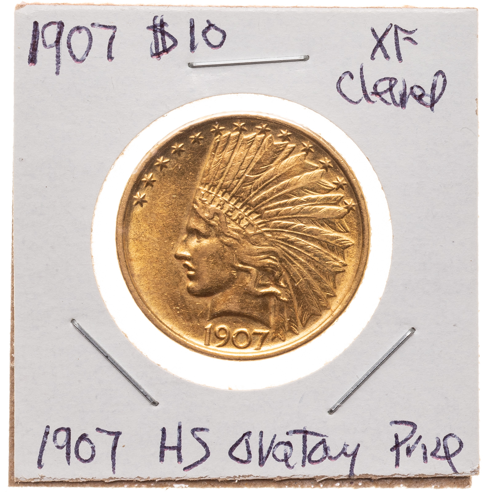 1907 $10 INDIAN GOLD EAGLE XF DETAILS