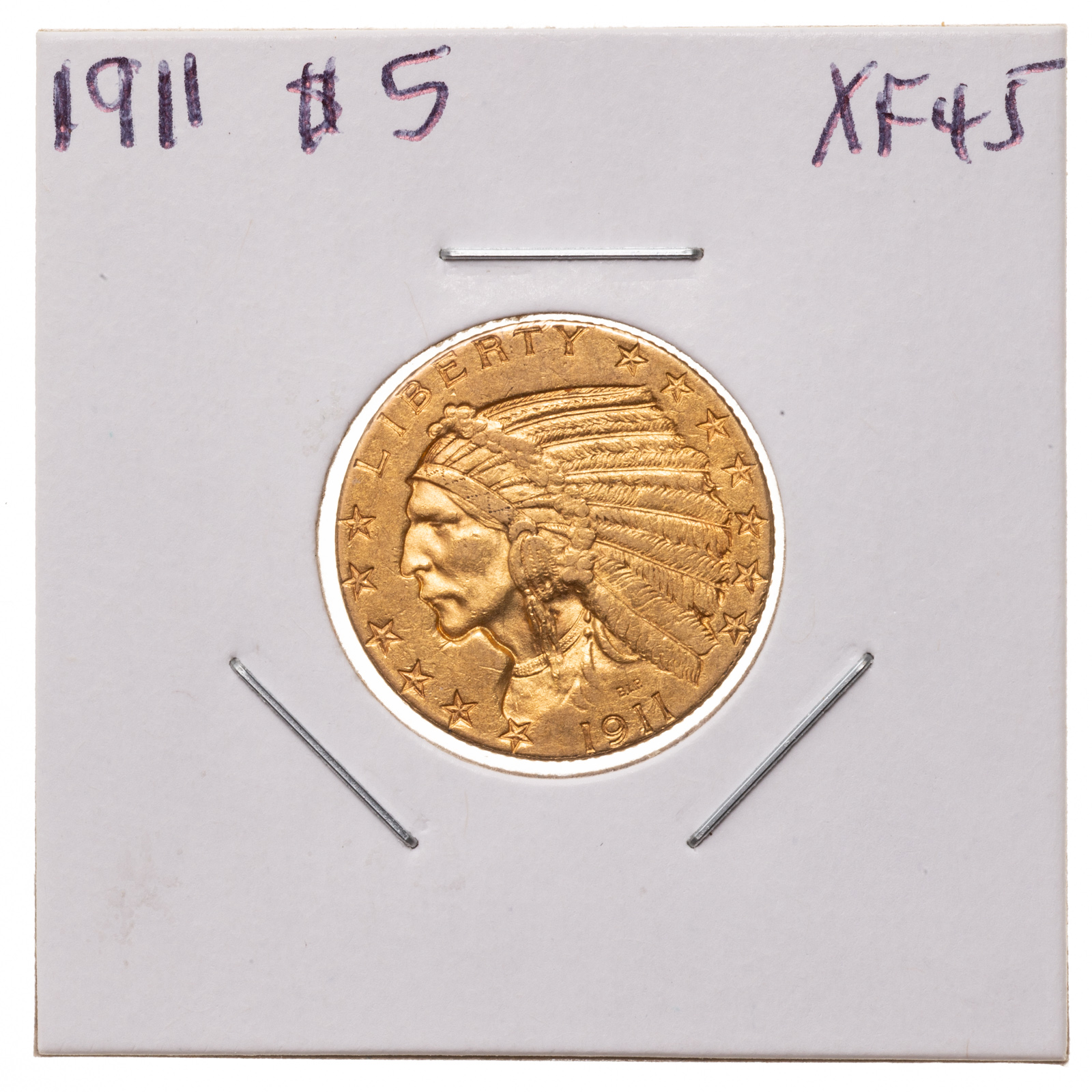 1911 $5 GOLD INDIAN HALF EAGLE