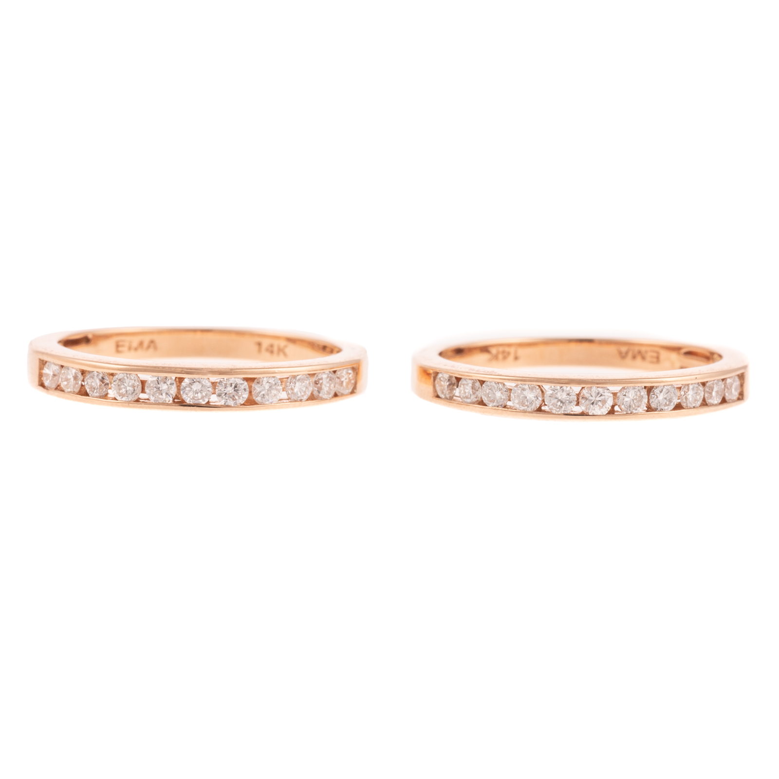 A PAIR OF CHANNEL SET DIAMOND BANDS