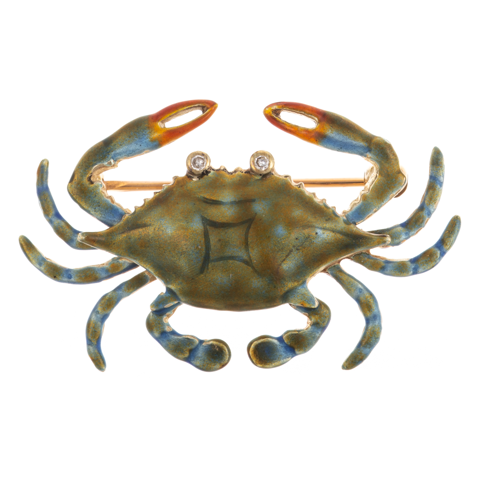 A ENAMELED BLUE CRAB BROOCH IN 3b27c3