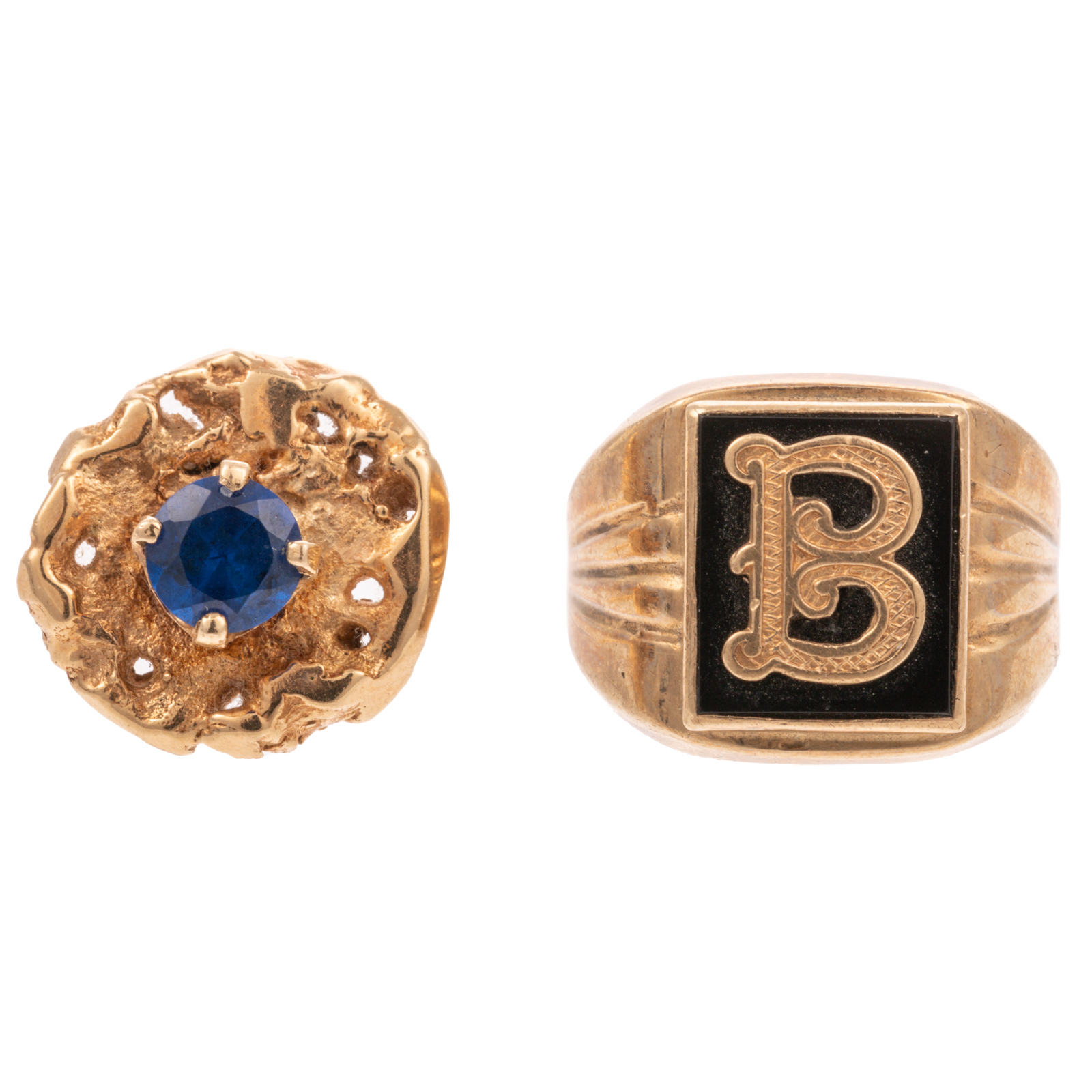A TIE TACK & INITIAL RING IN 14K