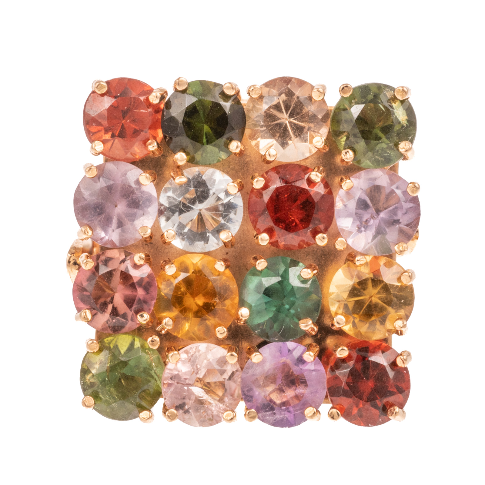 A MULTI GEMSTONE CHECKERBOARD RING 3b2811