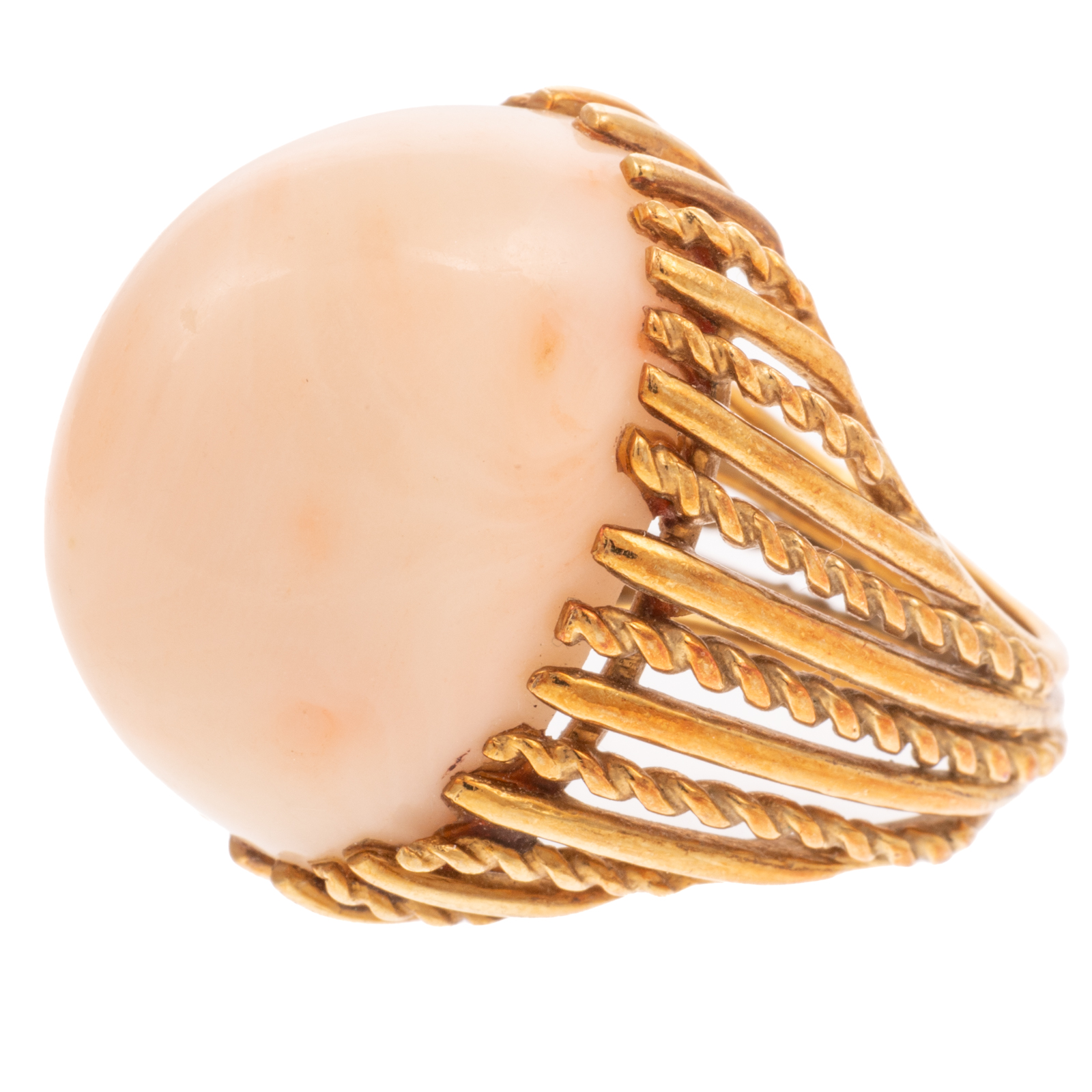 AN ANGEL SKIN CORAL DOME RING IN